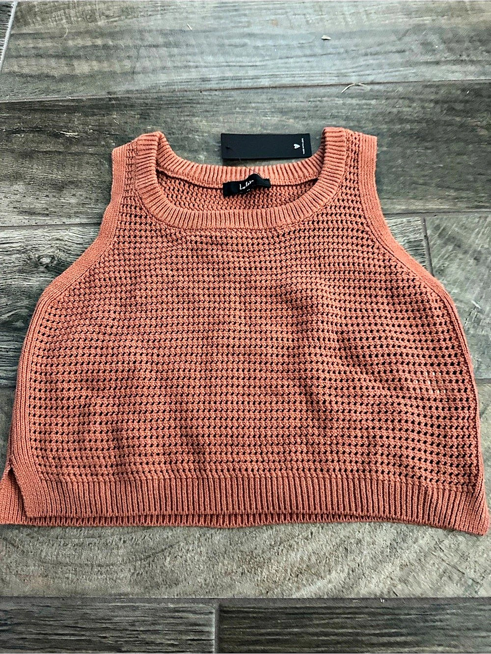 Lulus Knit Sweater Tank / Crop Top in Terracotta Size Medium NWT